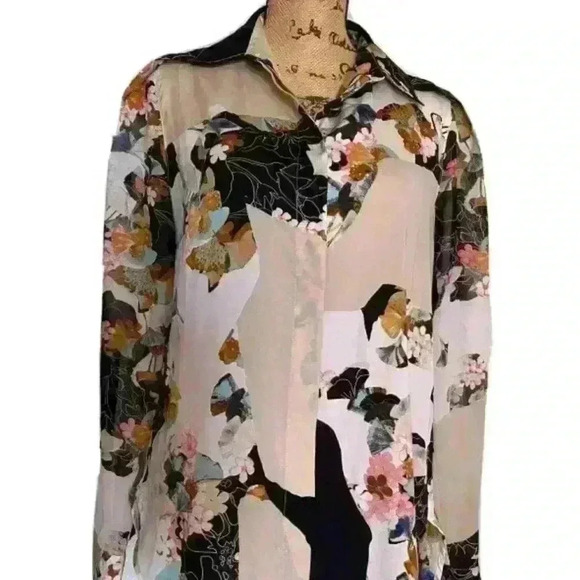 3.1 Phillip Lim for Target Long Sleeve Abstract Floral Print Medium Blouse - Picture 2 of 3
